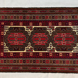 Baluchi Three-Medallion Geometric Bordered Mat