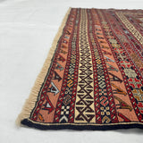 Mosaic Geometric Block Pattern Burgundy Kilim