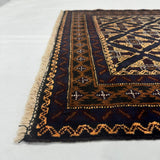 Nomadic Charcoal Tribal Geometric Grid Pattern Mat