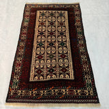 Antique Baluch Grid Compartment Rug