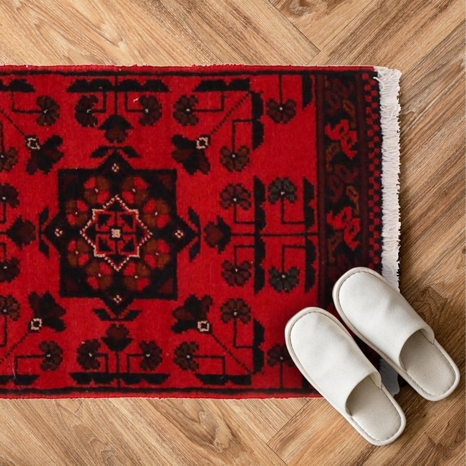 Carmine Pixelated Geometric Mat