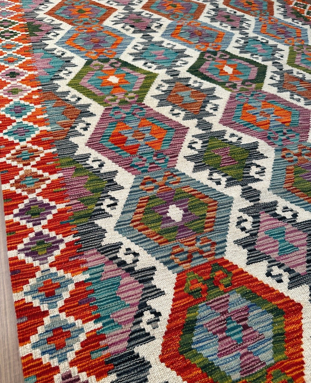 Kazak Hexagonal Lattice Kilim