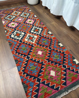 Geometric Lozenge Medallion Kilim Runner