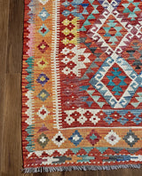 Bright Terracotta & Teal Flatweave kilim