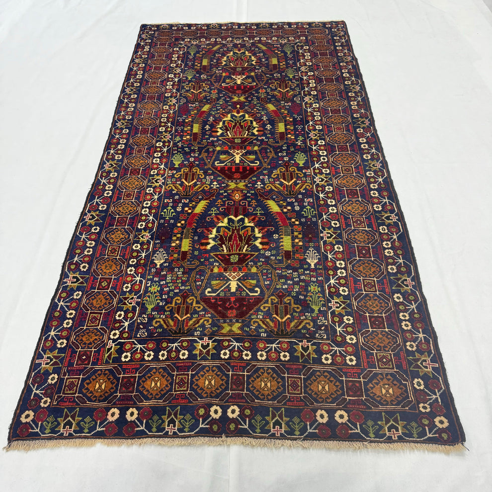 Vintage Multicolored Mosaic Geometric Runner Mat