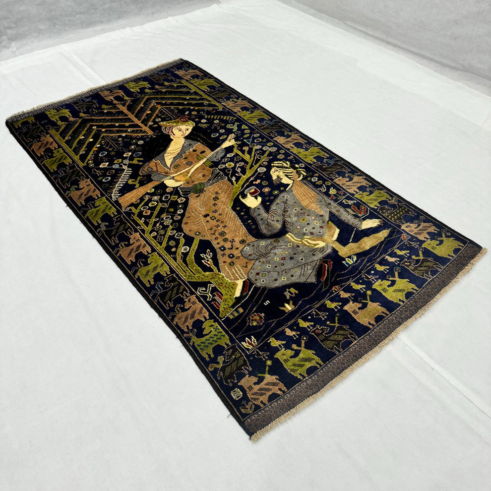 Shikargah Handmade Pictorial Hunting Scene Mat