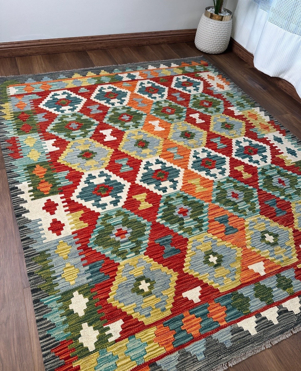 Kazak Diamond Medallion Kilim
