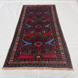 Deep Navy Baluchi Handmade Stylized Floral Motif Mat