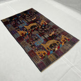 Shikargah Pictorial Woodland Wildlife Motif Dark Mat