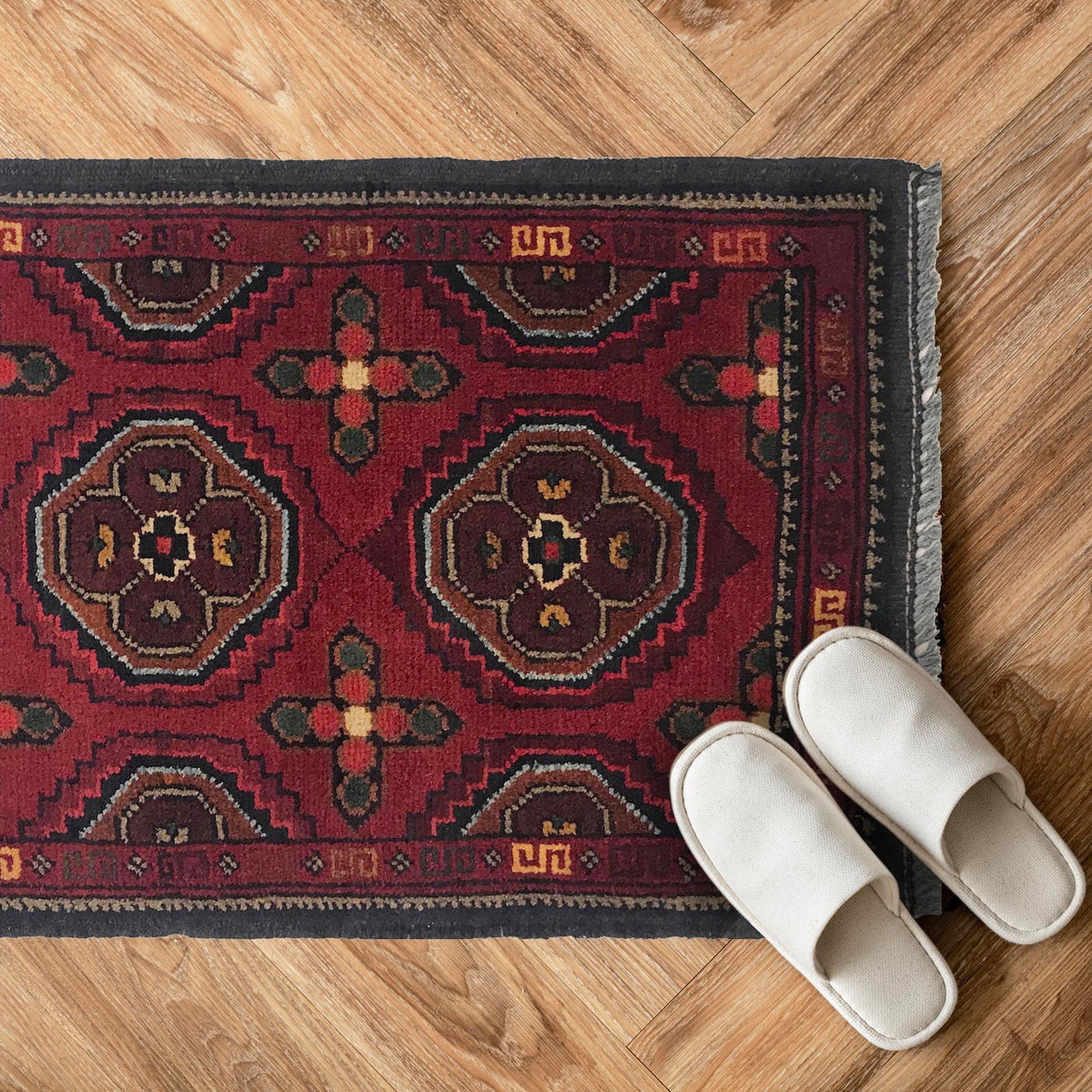 Star-Flecked Crimson Floorcloth