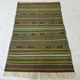 Sage Green Striped Flatweave Kilim