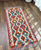 Vibrant Multi-Toned Flatweave Accent Kilim