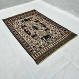 Traditional Neutral Beige Geometric Medallion Kilim