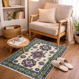 Sage-Bordered Botanical Living Rug