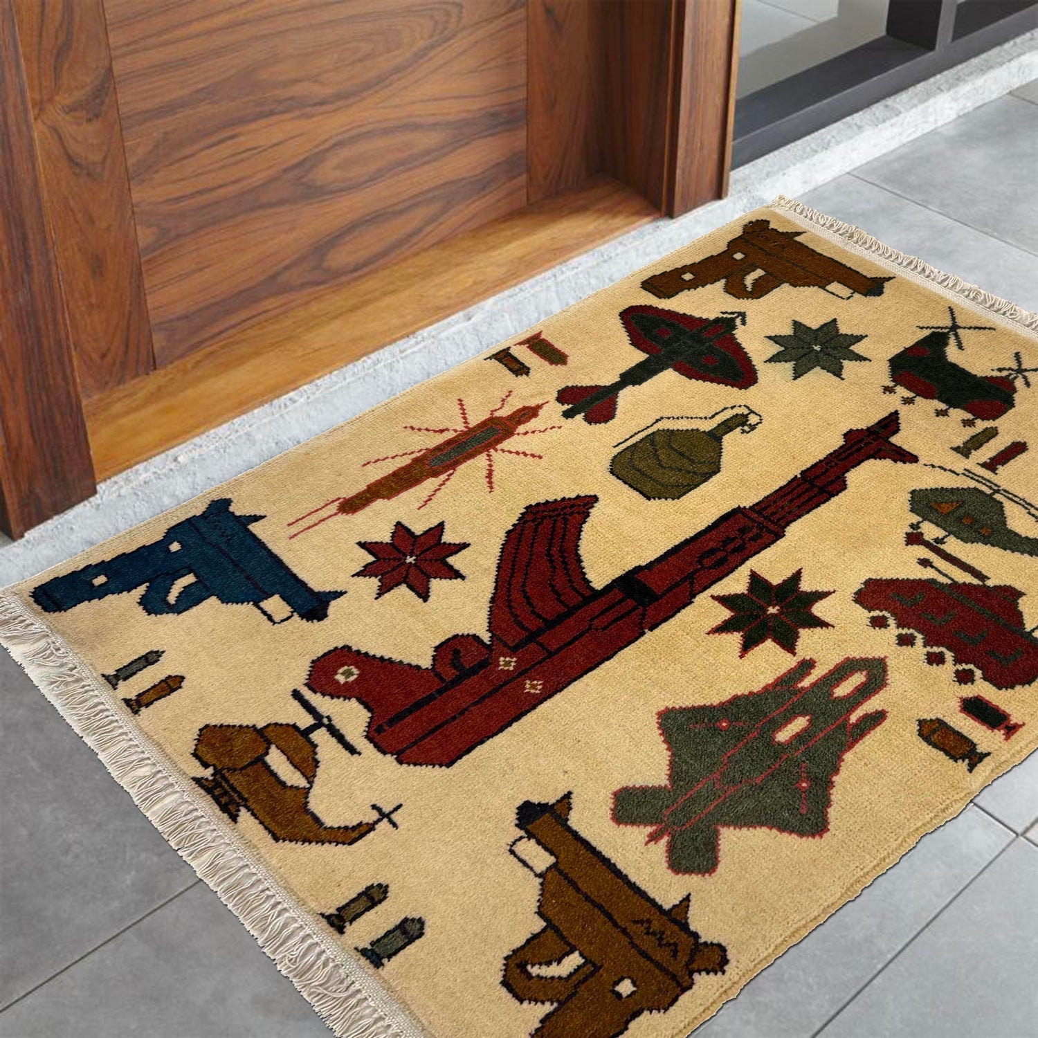 Terracotta Silhouette Accent War Rug