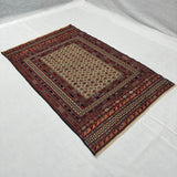 Mosaic Geometric Block Pattern Burgundy Kilim