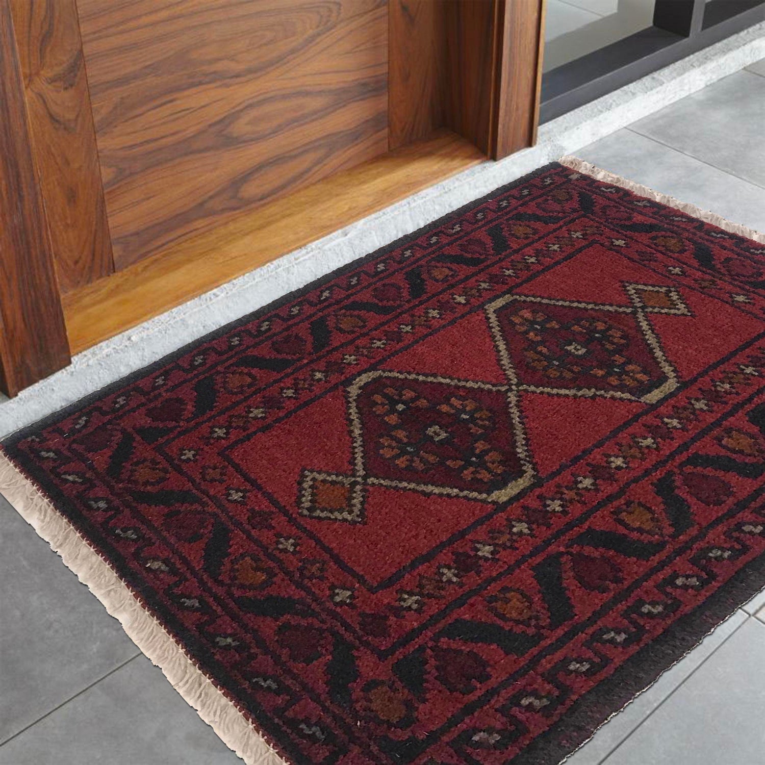 Burgundy Diamond-Core Floorcloth