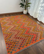 Earth-Toned Multicolor Flatweave Kilim