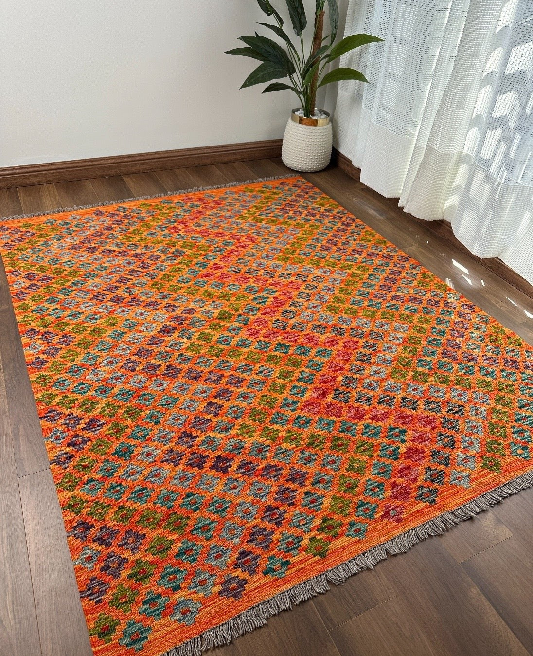 Earth-Toned Multicolor Flatweave Kilim