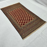 Neutral Cream Center Geometric Border Kilim