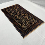 Nomadic Charcoal Tribal Geometric Grid Pattern Mat
