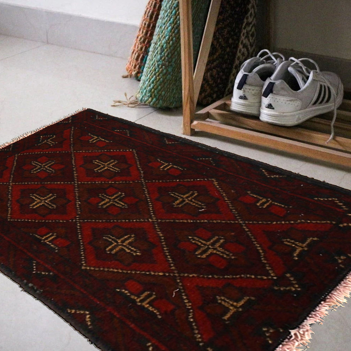 Rustic Burgundy Lattice Doormat