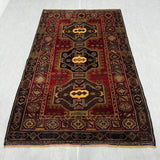 Persian Keshan Style Triple Medallion Rust Red Mat