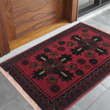 Cross-Axis Maroon Hearth Rug