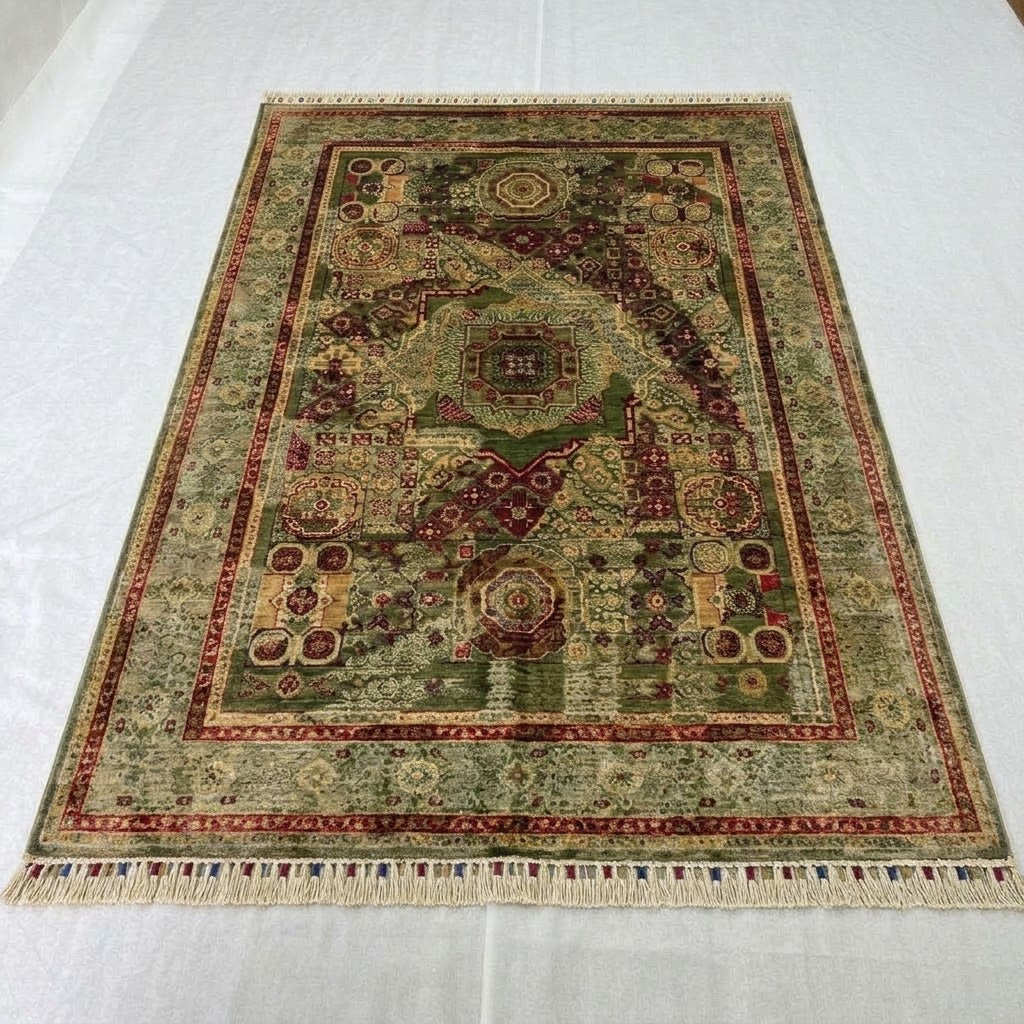 Kashan Lattice Abrash Medallion Area Rug