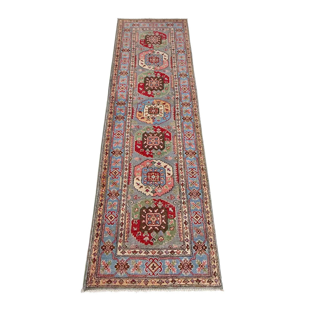 Kazak Geometric Medallion Runner Rug