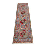 Kazak Geometric Medallion Runner Rug