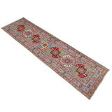 Kazak Geometric Medallion Runner Rug