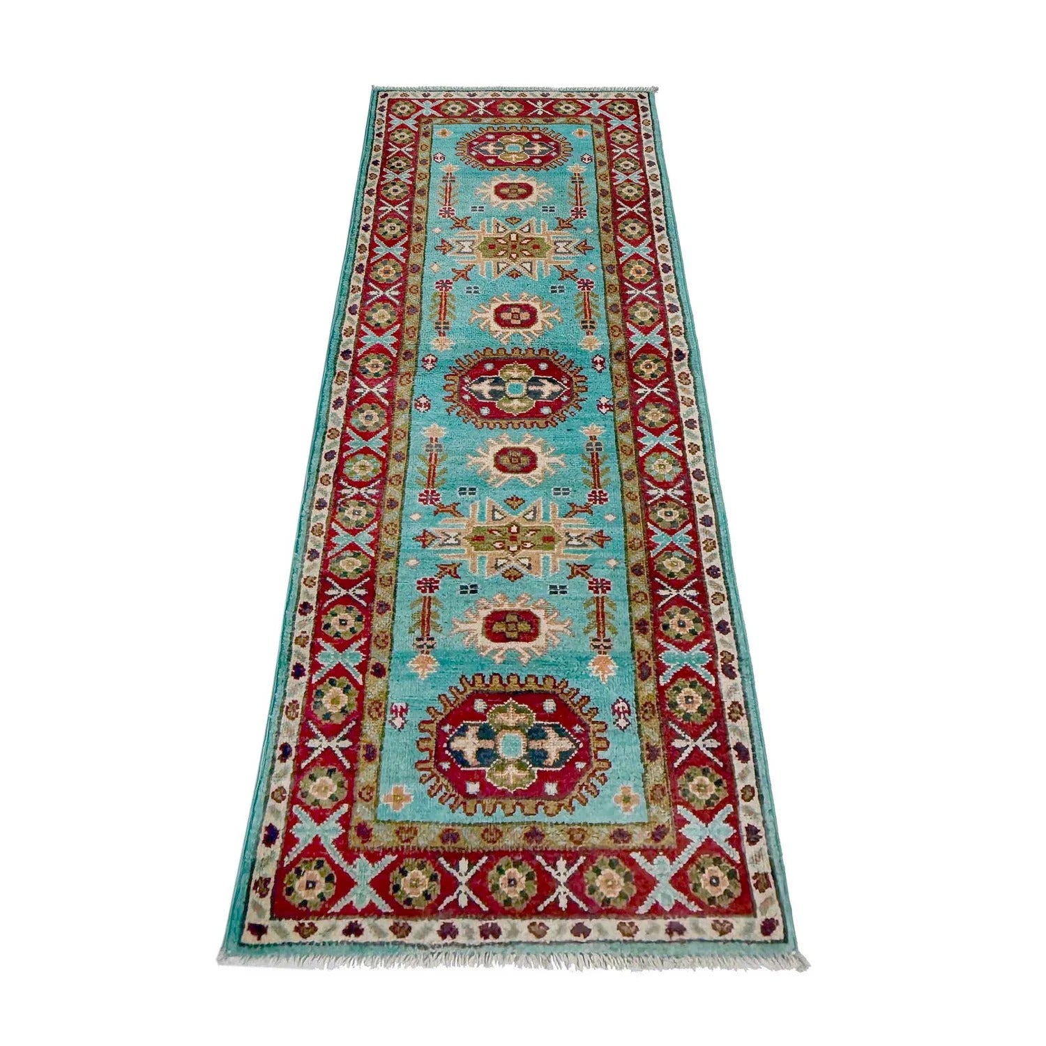 Turquoise Blue & Crimson Runner